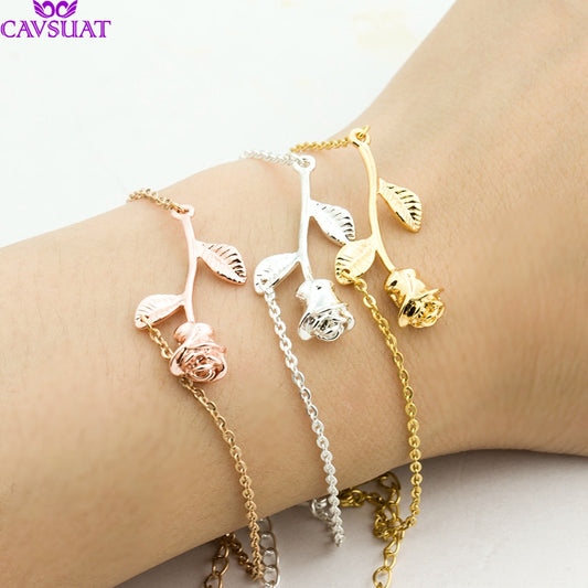 Dainty Rose Charm Bracelet