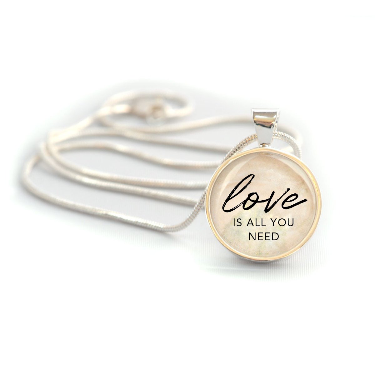 "Love Is All You Need" Silver-Plated Pendant Necklace