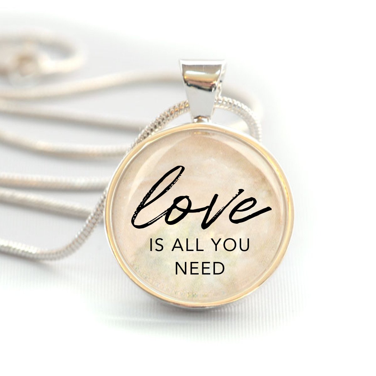 "Love Is All You Need" Silver-Plated Pendant Necklace