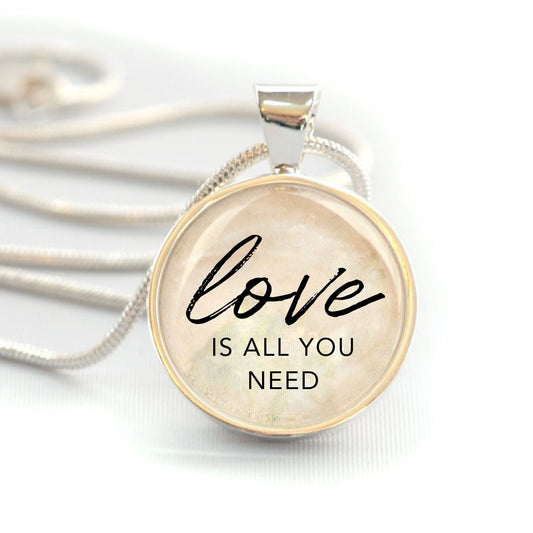 "Love Is All You Need" Silver-Plated Pendant Necklace