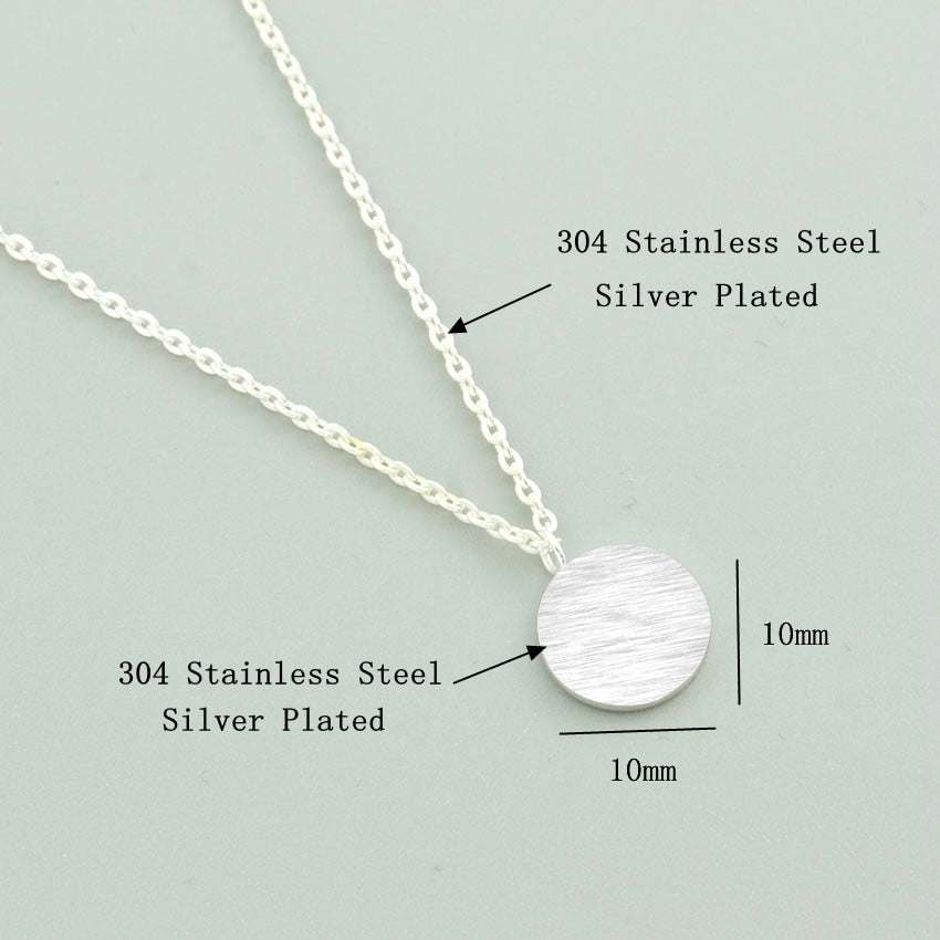 Women Choker Stainless Steel Karma Circle Pendant