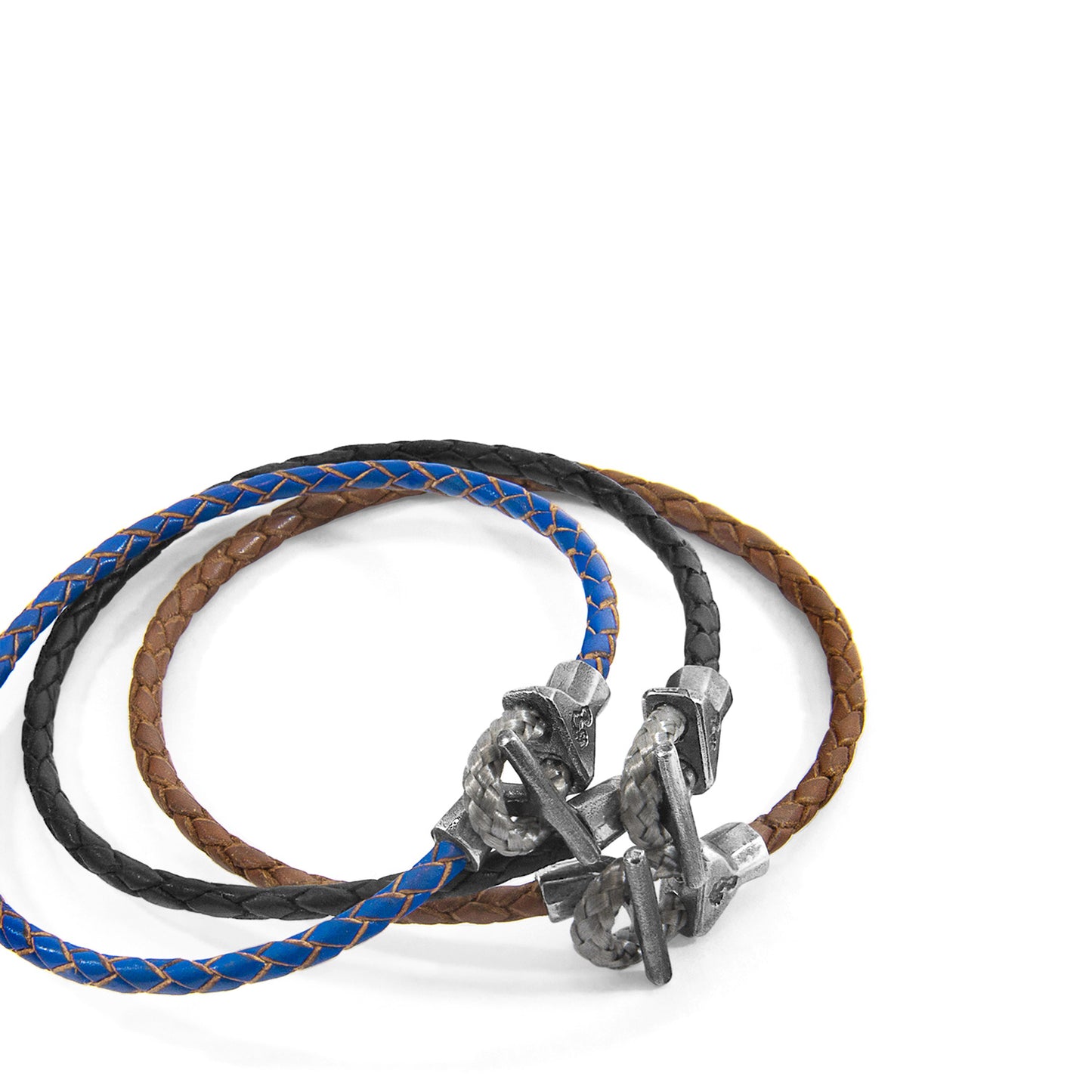 Seafarer Cullen Silver and Braided Leather Bracelet