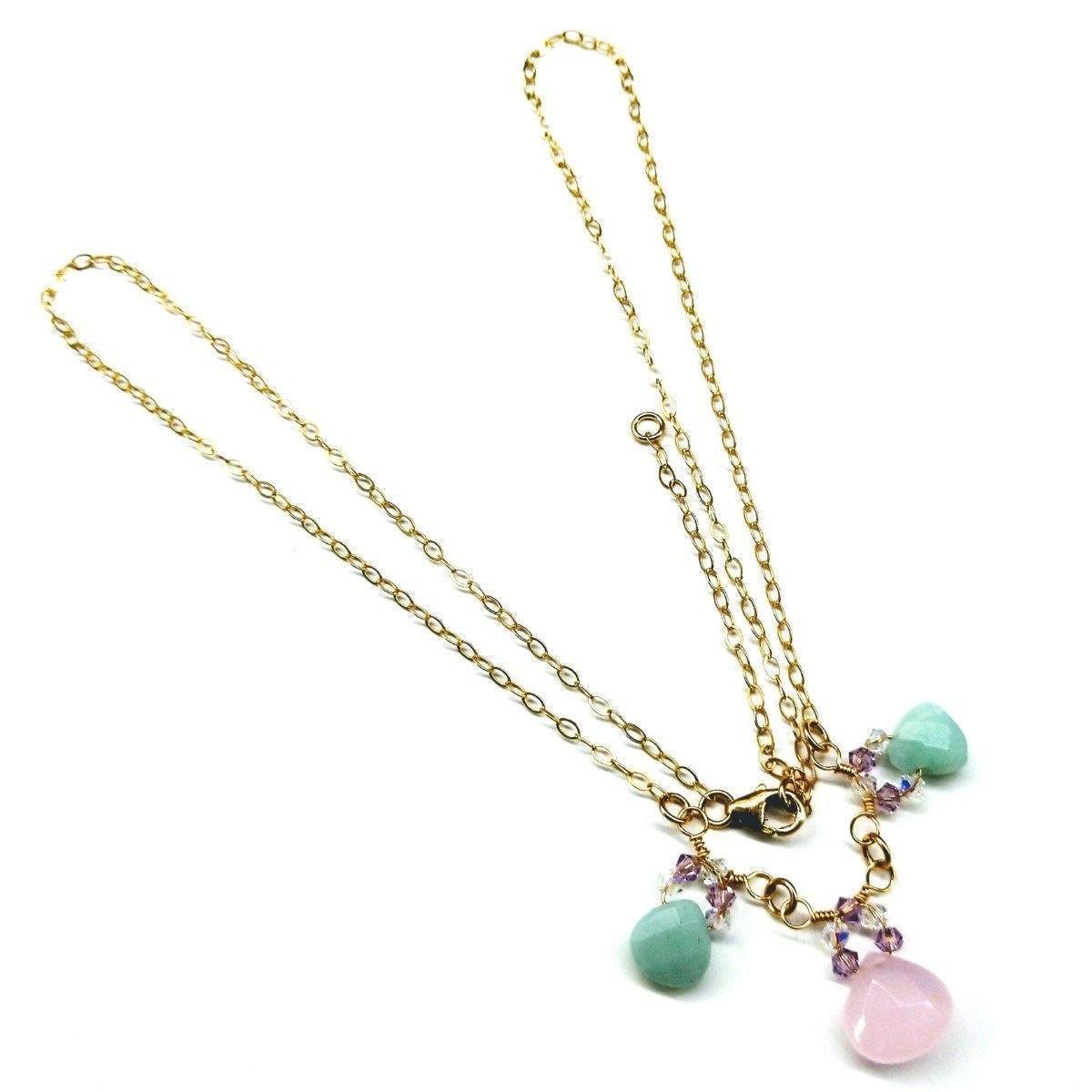 Light Pink and Mint Gemstone Necklace