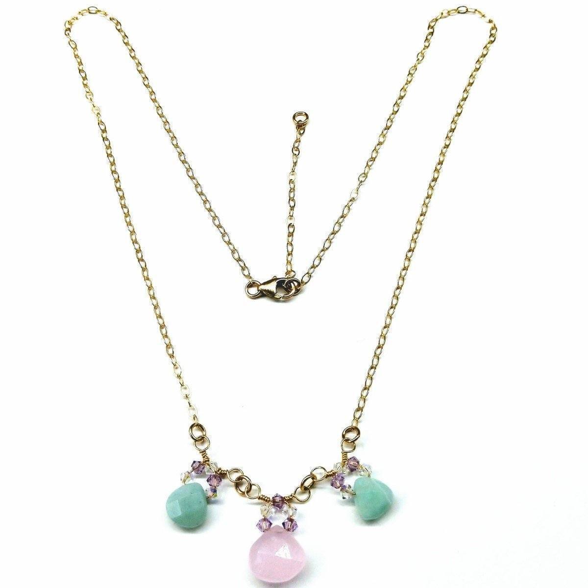 Light Pink and Mint Gemstone Necklace