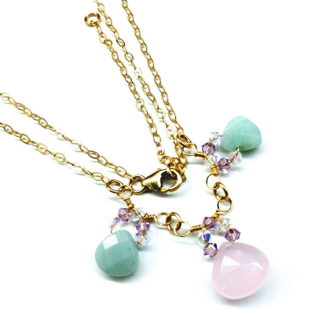 Light Pink and Mint Gemstone Necklace